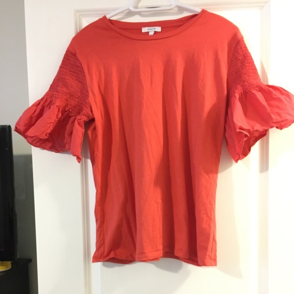 Coral ruffle sleeved top - Picture 1 of 3